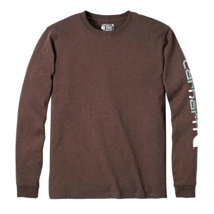 Carhartt T-shirt met lange mouwen EK231 | mouwlogo | bruin