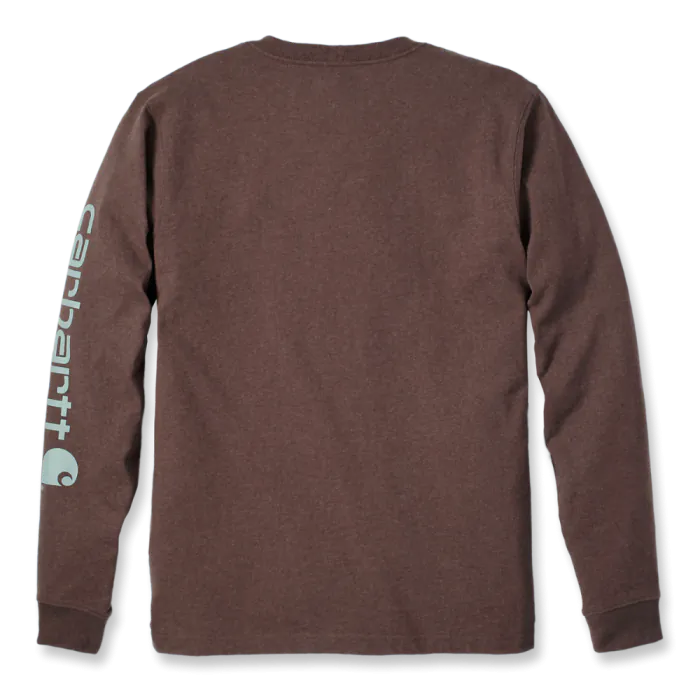 Carhartt T-shirt met lange mouwen EK231 | mouwlogo | bruin
