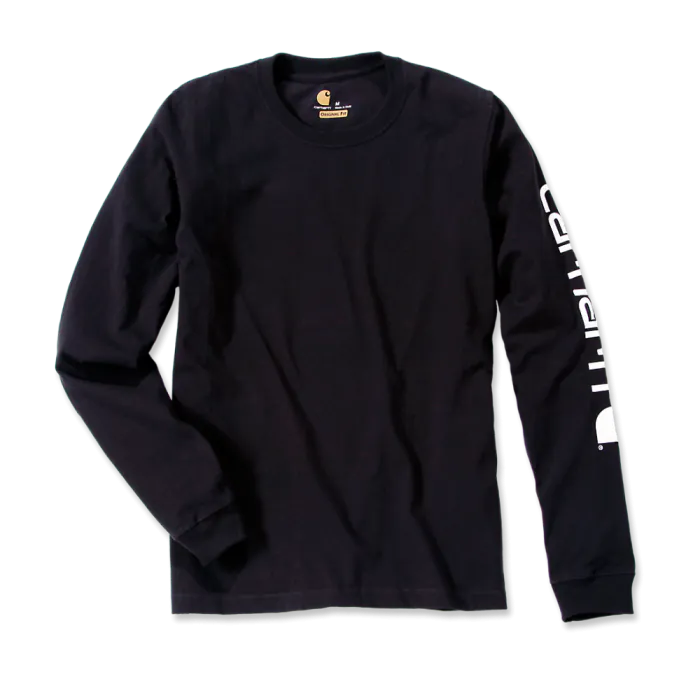 Carhartt T-shirt met lange mouwen EK231 | mouwlogo | zwart