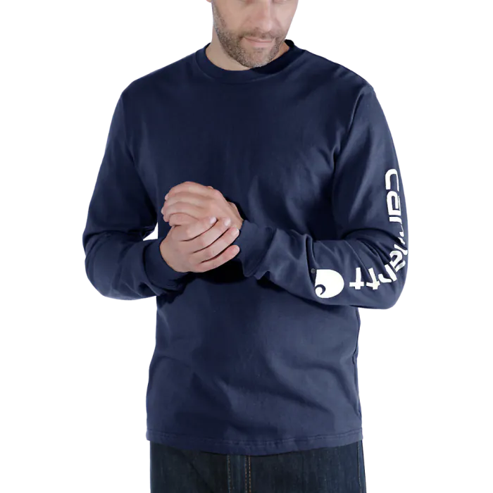 Carhartt T-shirt met lange mouwen EK231 | mouwlogo | navy