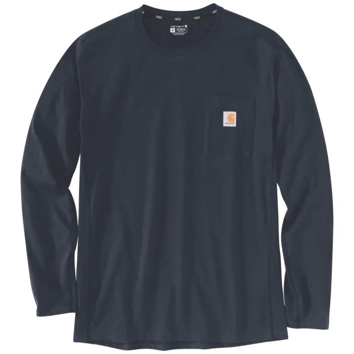 Carhartt T-shirt met lange mouw 104617 | borstzakje | navy