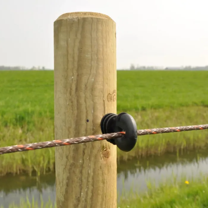 Isolatorsteunen, korte zwanenhals, 8 mm voor houten palen