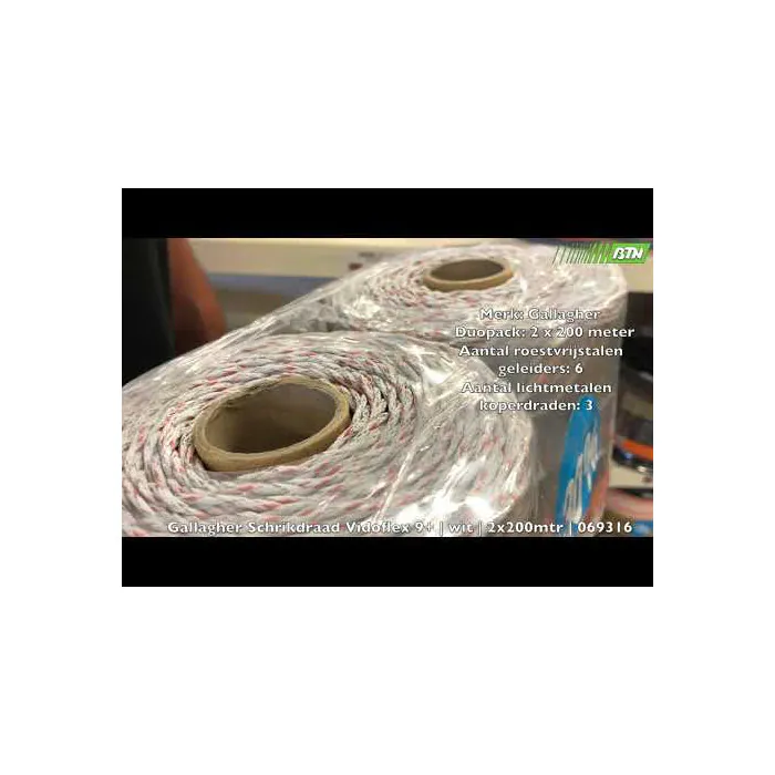 Gallagher Schrikdraad Vidoflex 9+ | wit | 2x200mtr | 069316