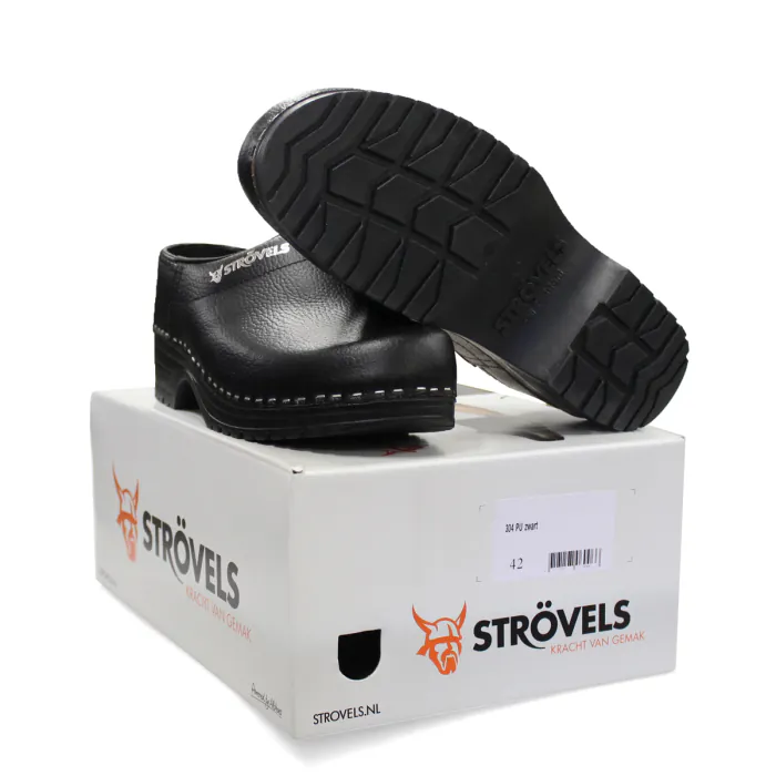 Strovels Klompen | 304 | dichte hak | zwart