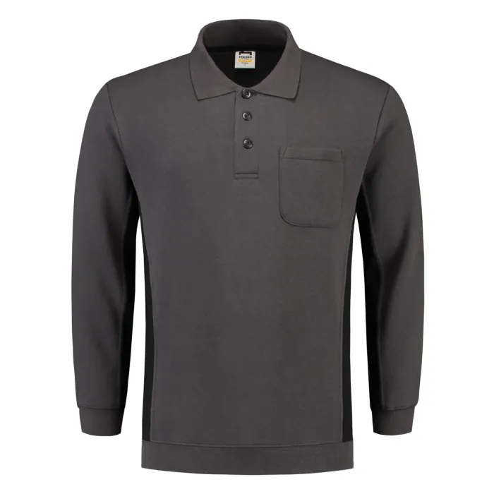 Tricorp Workwear Polosweater 302001 |3 knopen |d.grijs/zwart